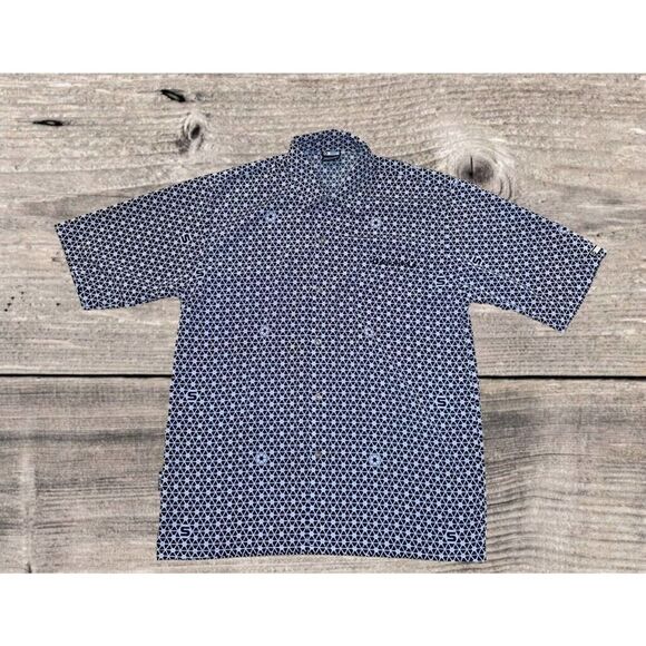 Vintage SOUTHPOLE Y2K Button Up Shirt All Over Print Blue Men’s Size Medium - Picture 1 of 8